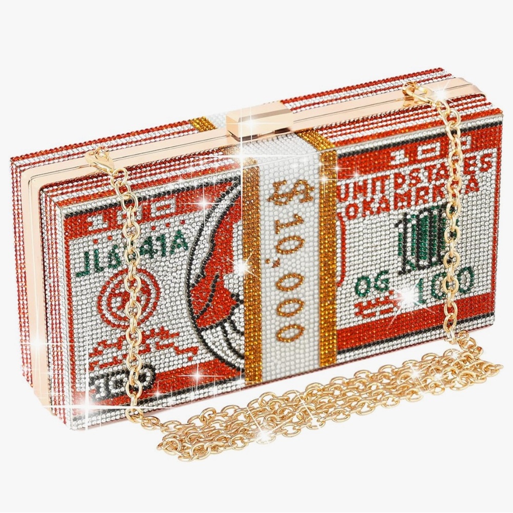 Crystal Embellished Money Clutch